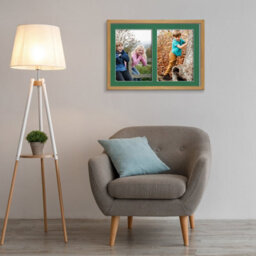 AK Frames 20X14 Oak Sleek Multi Photo Frame With Emerald Mount - Holds 2 Apertures (2X) A4 Photos - thumbnail 3