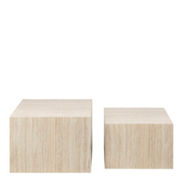 Wyld Haus Munkebo Set Of 2 Light Travertine-Inspired Square Coffee Tables (Pair) - thumbnail 3