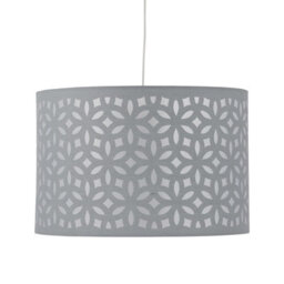 First Choice Lighting Set Of 2 Grey Laser Cut 25Cm Pendant Lightshades - thumbnail 4