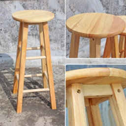 Rustic Wooden Stool Farmhouse Side Solid Wood Height Seat Home Kitchen Bathroom - thumbnail 6