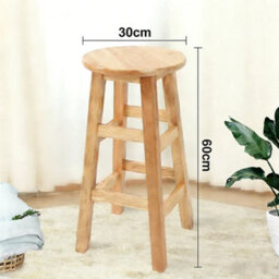 Rustic Wooden Stool Farmhouse Side Solid Wood Height Seat Home Kitchen Bathroom - thumbnail 2