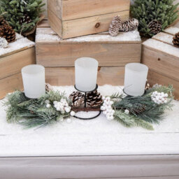 Annibells White Pine Triple Christmas Candle Holder (14955)