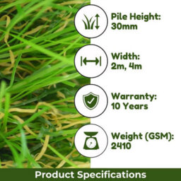 "English Garden 30mm Outdoor Artificial Grass, Premium Artificial Grass,pet-Friendly Artificial Grass-3M(9'9"") X 4M(13'1"")-12M²" - thumbnail 4