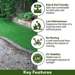 "English Garden 30mm Outdoor Artificial Grass, Premium Artificial Grass,pet-Friendly Artificial Grass-3M(9'9"") X 4M(13'1"")-12M²" - thumbnail 2