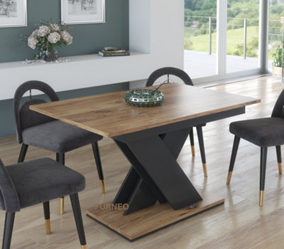 Furneo Modern Dining Table Only Extendable 120-160Cm Oak Effect Tavolo 03 Mdf - image 1