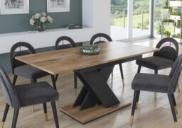Furneo Modern Dining Table Only Extendable 120-160Cm Oak Effect Tavolo 03 Mdf - thumbnail 2