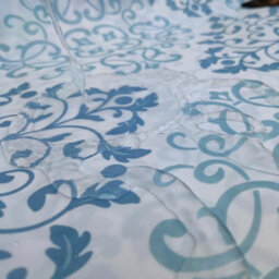 Neel Blue Damask Shower Curtain, Water-Resistant Polyester Fabric, 180Cm X 180Cm - thumbnail 2