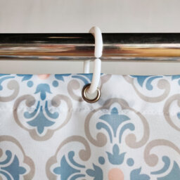 Neel Blue Damask Shower Curtain, Water-Resistant Polyester Fabric, 180Cm X 180Cm - thumbnail 7