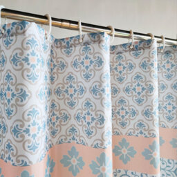 Neel Blue Damask Shower Curtain, Water-Resistant Polyester Fabric, 180Cm X 180Cm - thumbnail 9