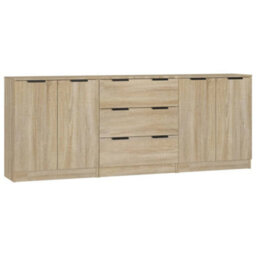 Vidaxl 3 Piece Sideboards Sonoma Oak Engineered Wood - thumbnail 1