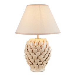Luminosa Lighting Luminosa Layered Leaf Ivory Crackle Glaze Table Lamp With Vintage White Fabric Ivy Shade 30Cm B22 - thumbnail 1