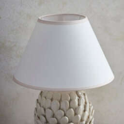 Luminosa Lighting Luminosa Layered Leaf Ivory Crackle Glaze Table Lamp With Vintage White Fabric Ivy Shade 30Cm B22 - thumbnail 4
