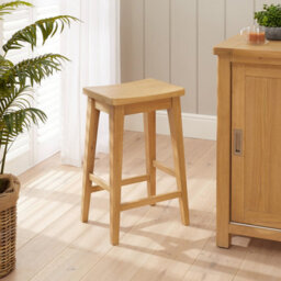 The Furniture Market Marbury Solid Oak Low Bar Counter Stool Modern Timeless Styling Comfortable Curved Oak Seat - thumbnail 2