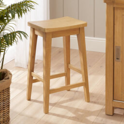 The Furniture Market Marbury Solid Oak Low Bar Counter Stool Modern Timeless Styling Comfortable Curved Oak Seat - thumbnail 1
