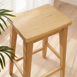 The Furniture Market Marbury Solid Oak Low Bar Counter Stool Modern Timeless Styling Comfortable Curved Oak Seat - thumbnail 3