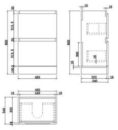 Aveli 500mm Bathroom Vanity Unit Free Standing Storage Cabinet Soft Close White Gloss - thumbnail 8