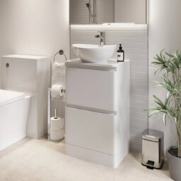 Aveli 500mm Bathroom Vanity Unit Free Standing Storage Cabinet Soft Close White Gloss - thumbnail 1