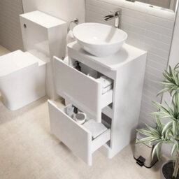 Aveli 500mm Bathroom Vanity Unit Free Standing Storage Cabinet Soft Close White Gloss - thumbnail 2