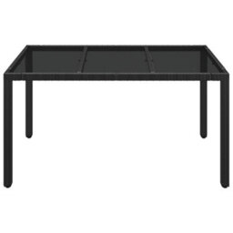 Vidaxl Garden Table With Glass Top Black 150X90X75 Cm Poly Rattan - thumbnail 3
