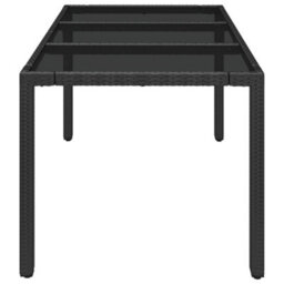 Vidaxl Garden Table With Glass Top Black 150X90X75 Cm Poly Rattan - thumbnail 4