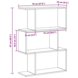 Berkfield Modern Bookcase Grey 70 X 14 X 97Cm Engineered Wood - thumbnail 9