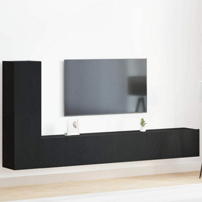 Berkfield 3 Piece Tv Cabinet Set Wall-Mounted Black Oak Engineered Wood - image 1