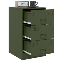 Berkfield Bedside Cabinets 2 Pcs Olive Green 34.5X39X62 Cm Steel - thumbnail 4