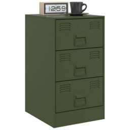 Berkfield Bedside Cabinets 2 Pcs Olive Green 34.5X39X62 Cm Steel - thumbnail 3
