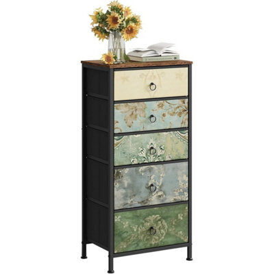 5-Drawer Storage Unit, Floral Design Compact For Small Spaces - image 1