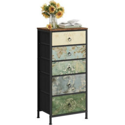 5-Drawer Storage Unit, Floral Design Compact For Small Spaces - thumbnail 1