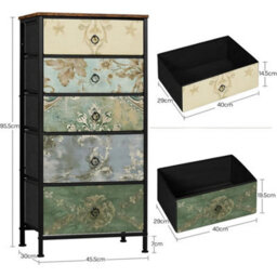 5-Drawer Storage Unit, Floral Design Compact For Small Spaces - thumbnail 2