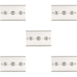 Loops 5 Pack 3 Gang Triple Retro Toggle Light Switch Satin Steel 10A 2 Way Wall Plate - thumbnail 1