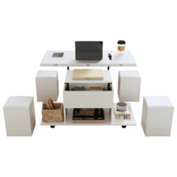 Btm White Lift Top Coffee Table With Storage Sofa Side Table For Living Room Furniture - thumbnail 3