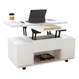 Btm White Lift Top Coffee Table With Storage Sofa Side Table For Living Room Furniture - thumbnail 2