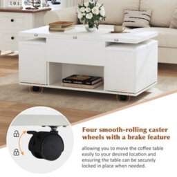 Btm White Lift Top Coffee Table With Storage Sofa Side Table For Living Room Furniture - thumbnail 6