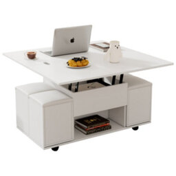 Btm White Lift Top Coffee Table With Storage Sofa Side Table For Living Room Furniture - thumbnail 5
