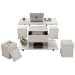 Btm White Lift Top Coffee Table With Storage Sofa Side Table For Living Room Furniture - thumbnail 9