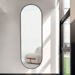 Living And Home Black Oval Wall Framed Mirror Full Length Mirror Dressing Mirror 40 X 120 Cm