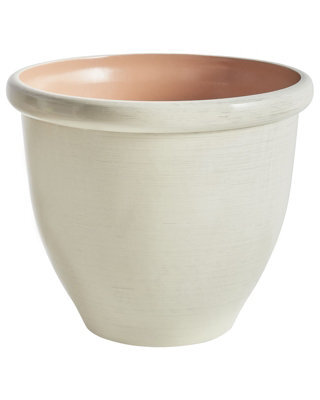 Wyld And Coco Luxegarden Beige Stone-Effect Fibre Clay Round Planter 49 Cm - Uv Resistant All-Weather - image 1