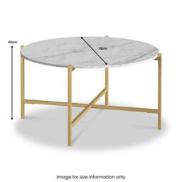 Pimlico White Marble 78Cm Round Coffee Table - Gold Metal Frame - By Roseland Furniture - thumbnail 3
