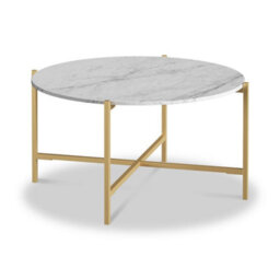 Pimlico White Marble 78Cm Round Coffee Table - Gold Metal Frame - By Roseland Furniture