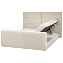 Beliani Divan Bed With Storage Fabric Aristocrat 180 X 200 Cm (Eu Super King) Light Beige - thumbnail 1