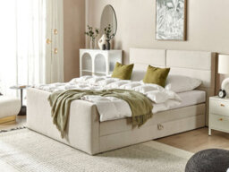 Beliani Divan Bed With Storage Fabric Aristocrat 180 X 200 Cm (Eu Super King) Light Beige - thumbnail 2