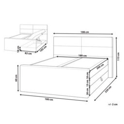 Beliani Divan Bed With Storage Fabric Aristocrat 180 X 200 Cm (Eu Super King) Light Beige - thumbnail 3
