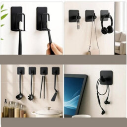 11 Piece Bathroom Accessories Set Towel And Toilet Roll Holder Black - thumbnail 3