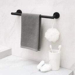 11 Piece Bathroom Accessories Set Towel And Toilet Roll Holder Black - thumbnail 2