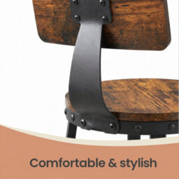 Ledrem Bar Stools Set Of 2, Bar Height With Backrest, Rustic Brown - thumbnail 7