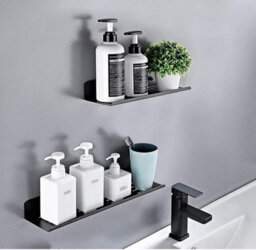 Amorly 2 Pack Self Adhesive Shower Caddy,black Metal Shower Shelf,no Drill Wall Mounted Bathroom Organizer For Bathroom,kitchen Bedroom - thumbnail 5