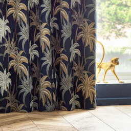Wylder Galapagos Jacquard Room Darkening Eyelet Curtain Pair Navy (W)117Cm X (D)183Cm - thumbnail 3