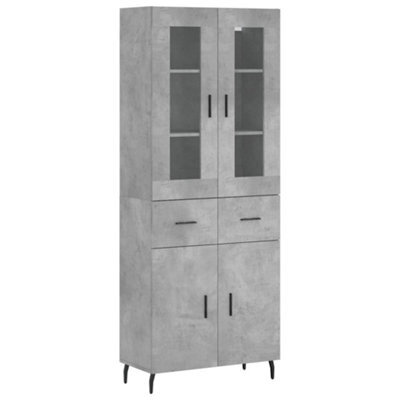 Berkfield Elegant Highboard Concrete Grey 69.5X34X180 Cm Engineered Wood - image 1